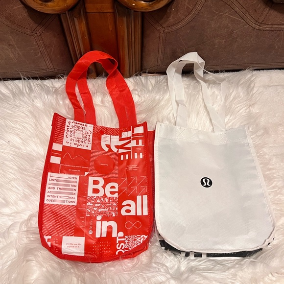 lululemon athletica Handbags - lululemon athletica Red Graphic & White Logo Reusable Tote Pair